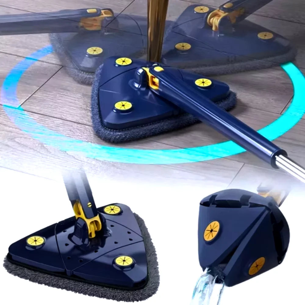 Kit Mop Esfregão Rodo Limpeza, Esfregão Triangulo Ajustável Giratório 360° + 3 refis