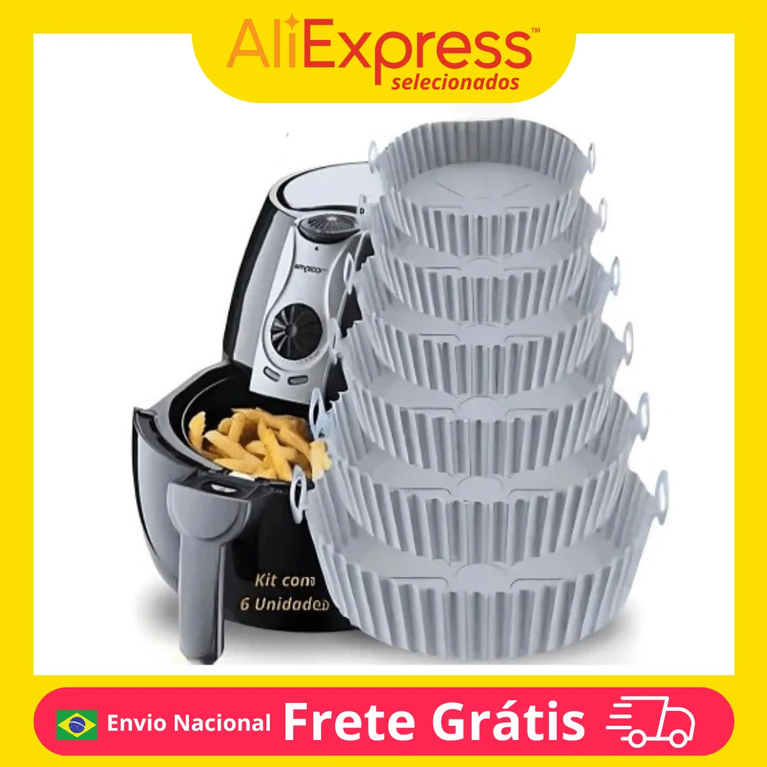 Kit 6 Capas Protetoras de AirFryer de Silicone Redonda Air Fryer e Forno Fritadeira Elétrica Praticidade na Cozinha
