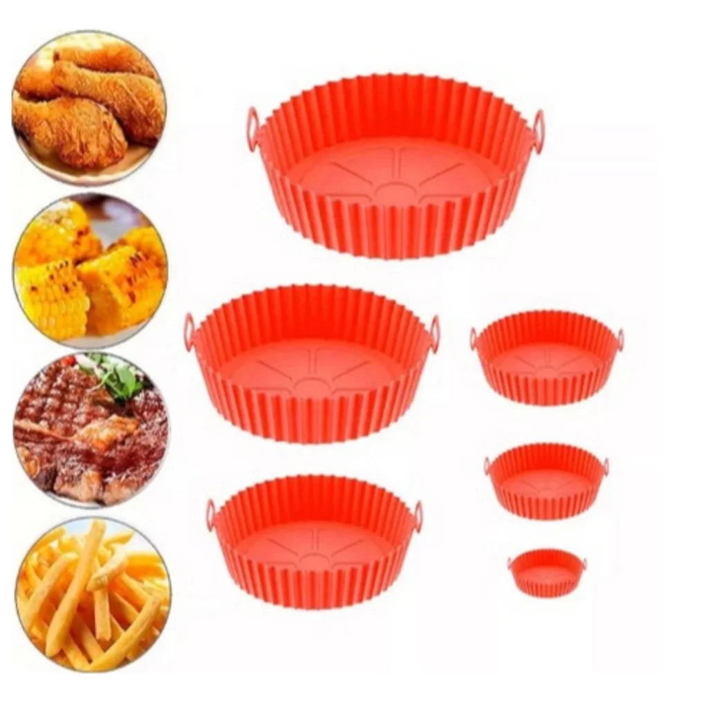 Kit 6 Capas Protetoras de AirFryer de Silicone Redonda Air Fryer e Forno Fritadeira Elétrica Praticidade na Cozinha