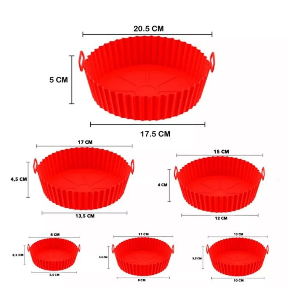 Kit 6 Capas Protetoras de AirFryer de Silicone Redonda Air Fryer e Forno Fritadeira Elétrica Praticidade na Cozinha