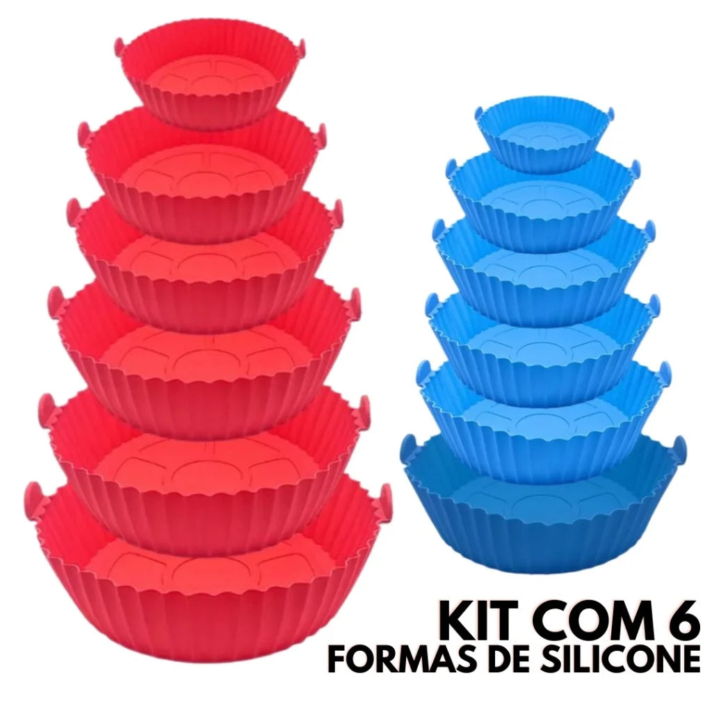 Kit 6 Capas Protetoras de AirFryer de Silicone Redonda Air Fryer e Forno Fritadeira Elétrica Praticidade na Cozinha