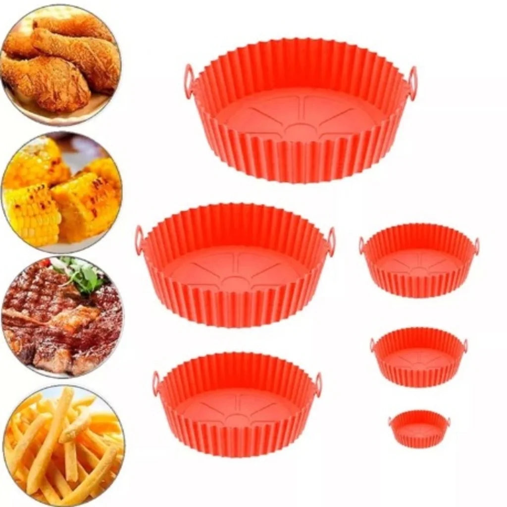 Kit 6 Capas Protetoras de AirFryer de Silicone Redonda Air Fryer e Forno Fritadeira Elétrica Praticidade na Cozinha