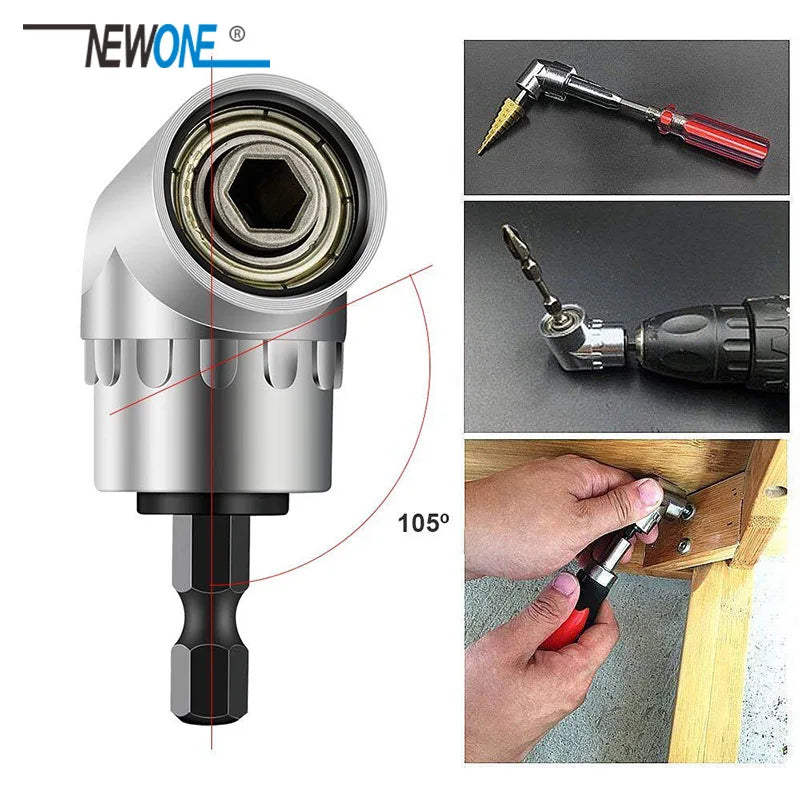 Conjunto de ferramentas de chave de fenda de chave de fenda de chave de fenda de ângulo reto ajustável de 105 graus 1/4 Hex Shank para ferramentas de bits de chave de fenda de broca elétrica