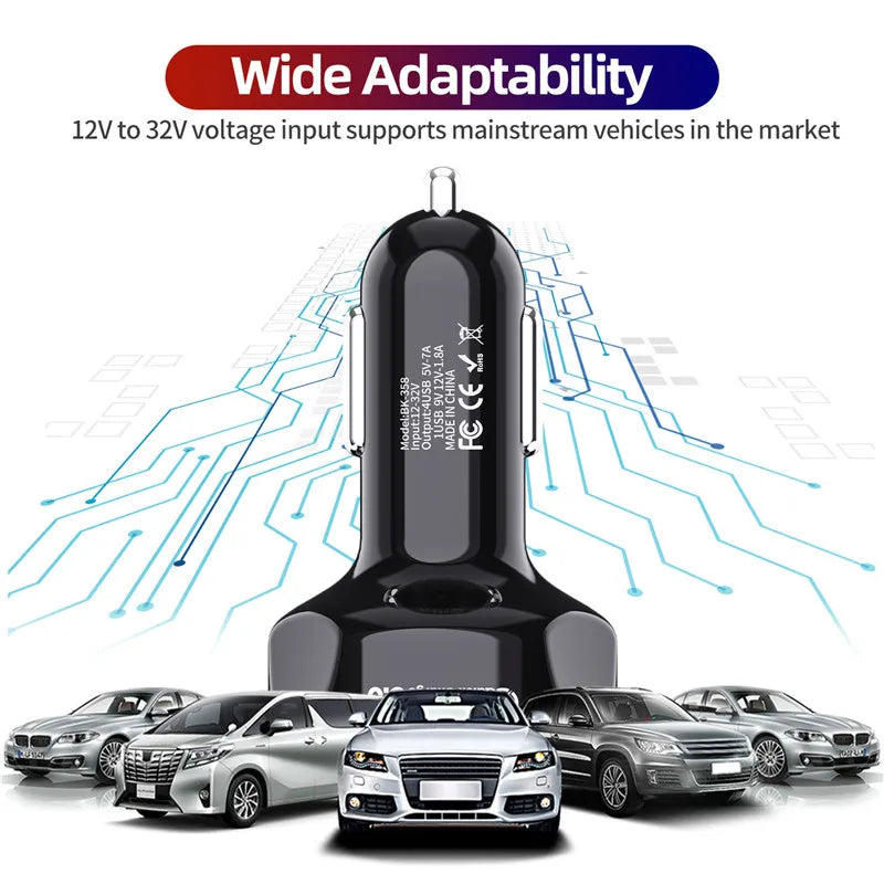 Carregador de carro usb total 250w pd qc3.0 usb c carregador de telefone de carro tipo c adaptador para iphone samsung huawei xiaomi carga rápida