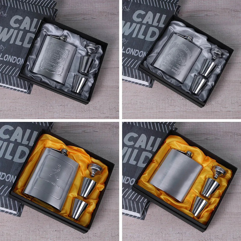 Cantil De Bolso Porta Bebida Whisky Brasão Funil com 2 Copos