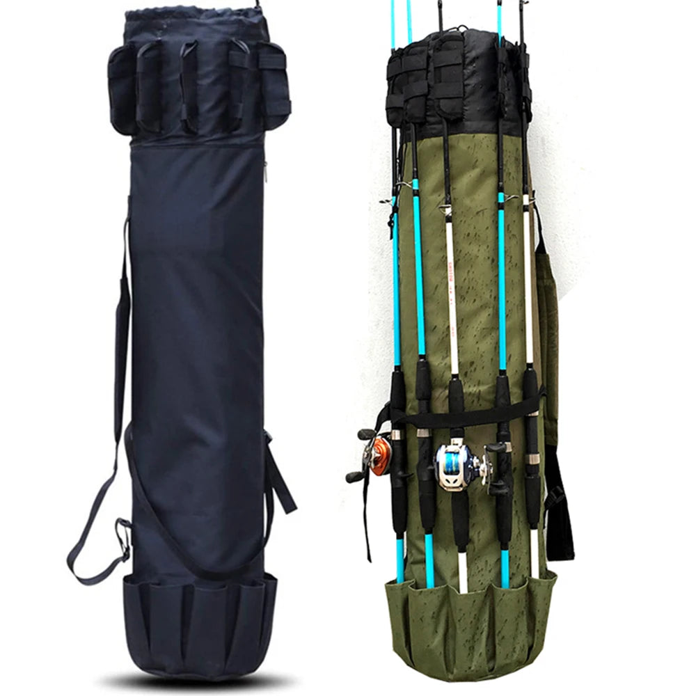 Multifuncional Pesca Rod Bag, Equipamento de pesca Bag, grande capacidade, Oxford Reel Gear Storage Case, pacote dobrável, 24x110cm