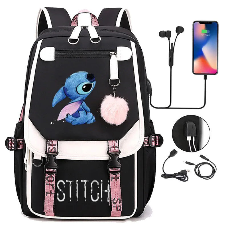 mochilas Lilo e Stitch,carregamento USB,em varias cores.