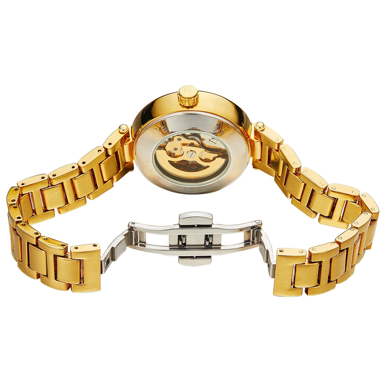relógio forsining,relógio com movimento automático elegante feminino esqueleto de aço inoxidável relógio de pulso.