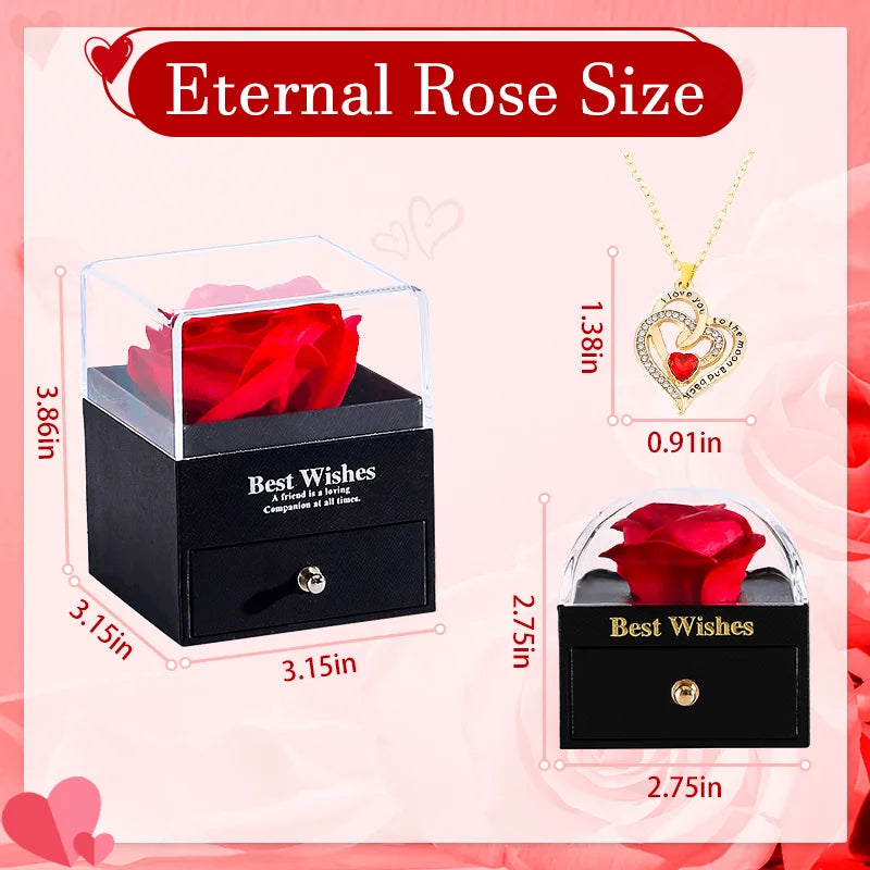 O presente perfeito para emocionar quem você ama: uma rosa eterna, uma joia delicada e uma mensagem inesquecível em um só lugar.