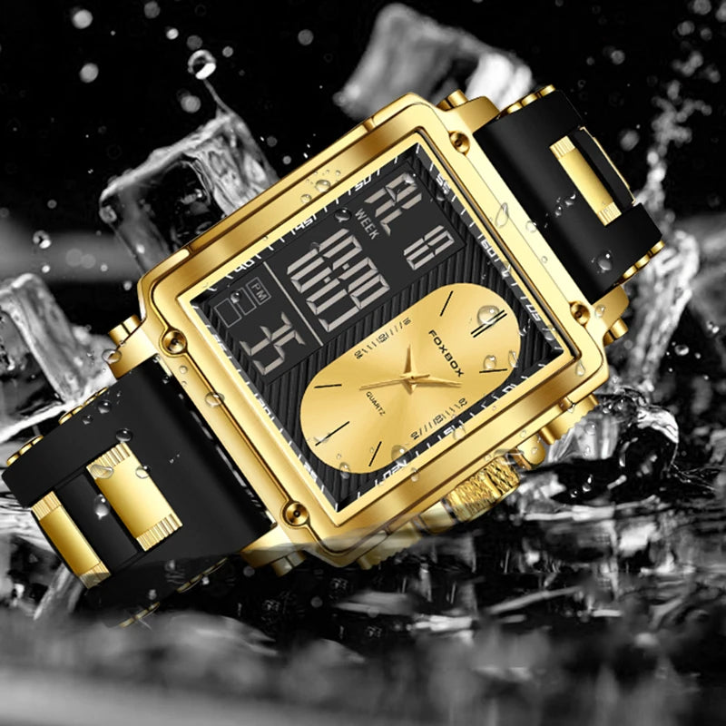 relógio Lige nova moda quadrado relógio digital masculino casual esportes à prova de água relógios de pulso quartzo foxbox marca superior luxo cronógrafo