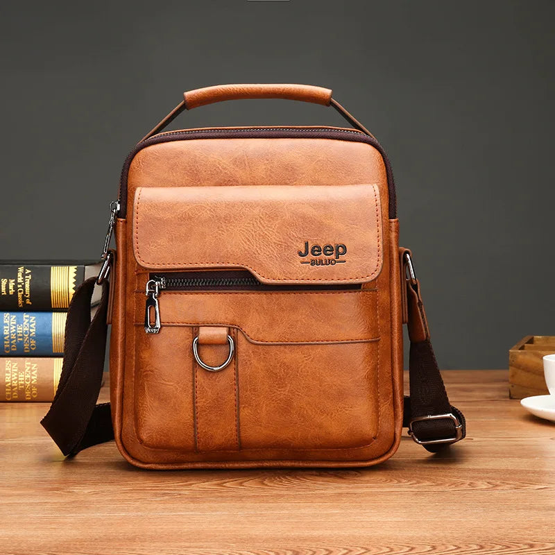Bolsa transversal de ombro masculina de lazer , bolsa de mão masculina de couro