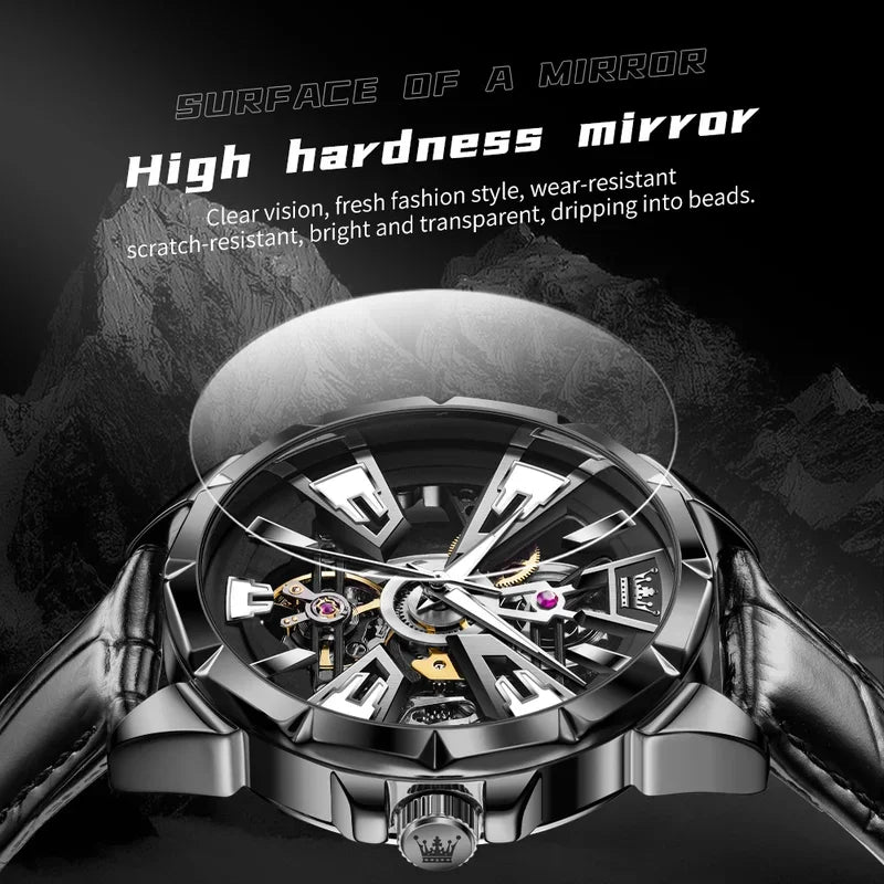 Olevs 7051 relógio masculino à prova de água luminosa multifuncional relógio mecânico automático esqueleto relógios de luxo masculino reloj