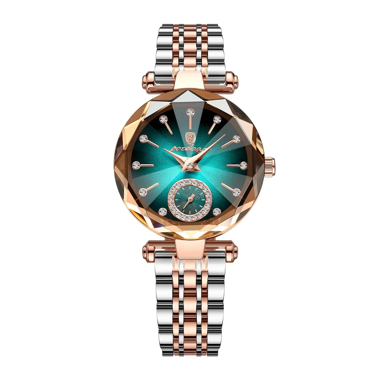 Relógio de pulso feminino luxo poedagar prova d 'água elegante.