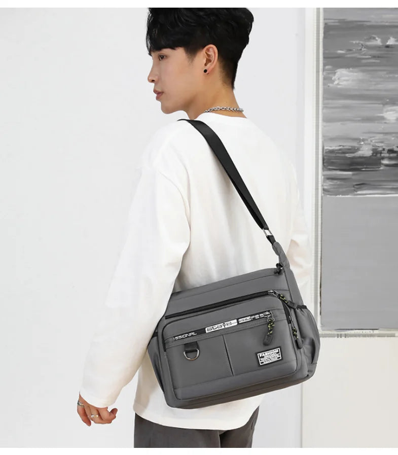 Bolsa tiracolo masculina Rilifinished, bolsa de ombro única, grande capacidade, bolsa de armazenamento, bolsos múltiplos, moda empresarial