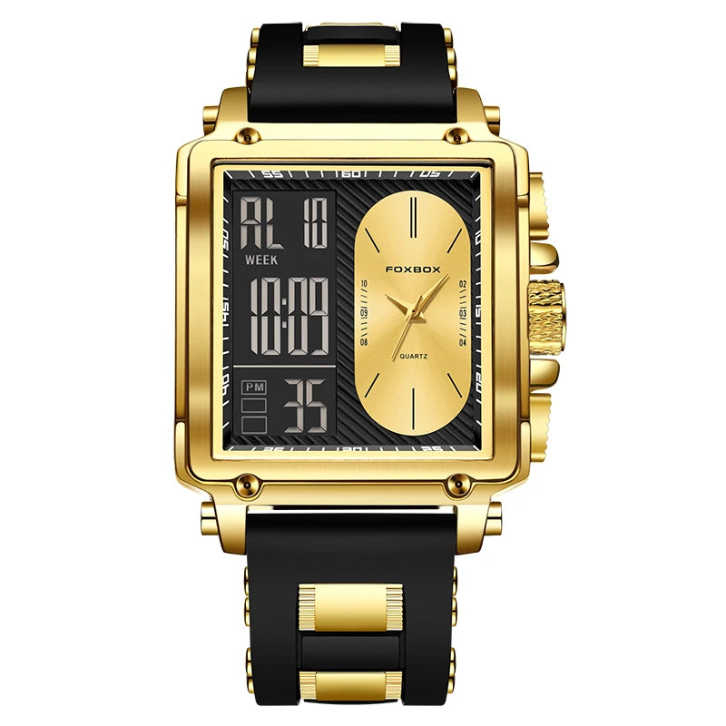 relógio Lige nova moda quadrado relógio digital masculino casual esportes à prova de água relógios de pulso quartzo foxbox marca superior luxo cronógrafo