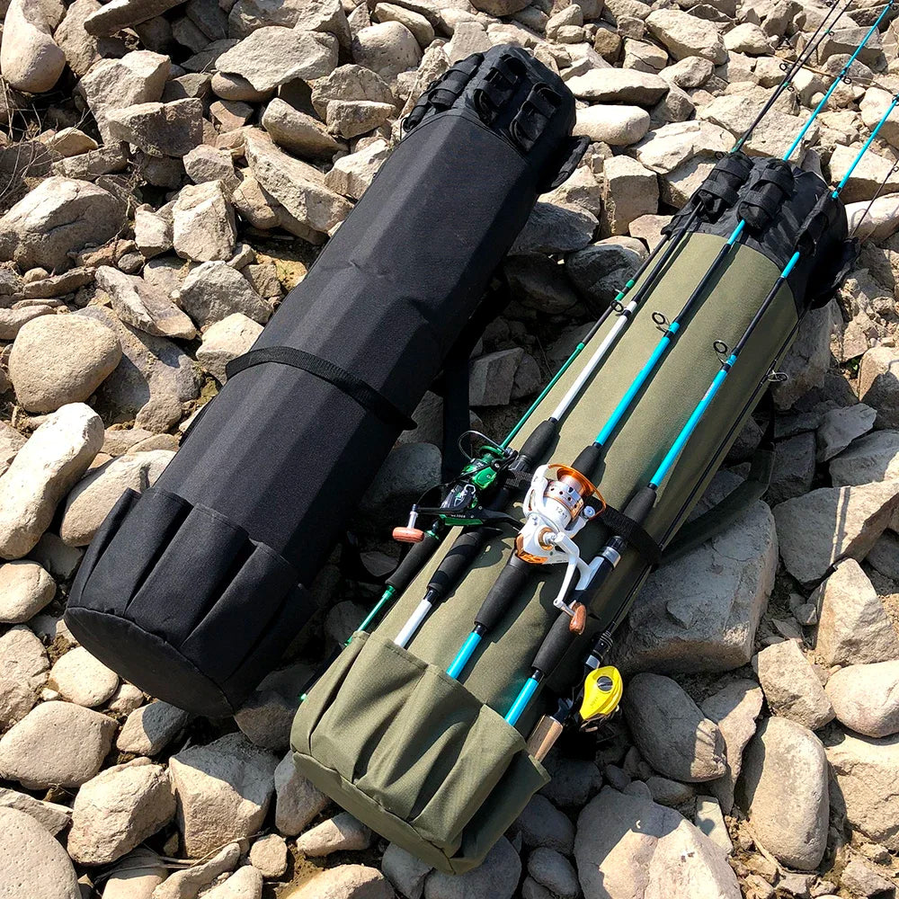 Multifuncional Pesca Rod Bag, Equipamento de pesca Bag, grande capacidade, Oxford Reel Gear Storage Case, pacote dobrável, 24x110cm
