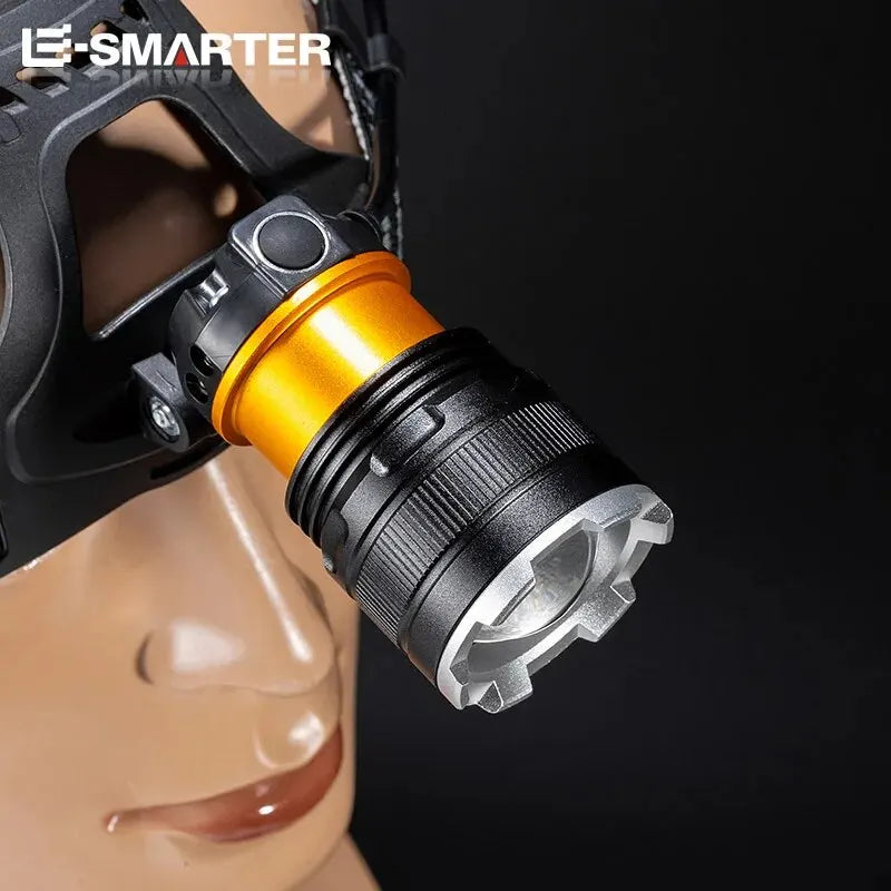 Recarregável xhp50 led farol à prova dwaterproof água luz de cabeça pesca busca acampamento cabeça lanterna zoom