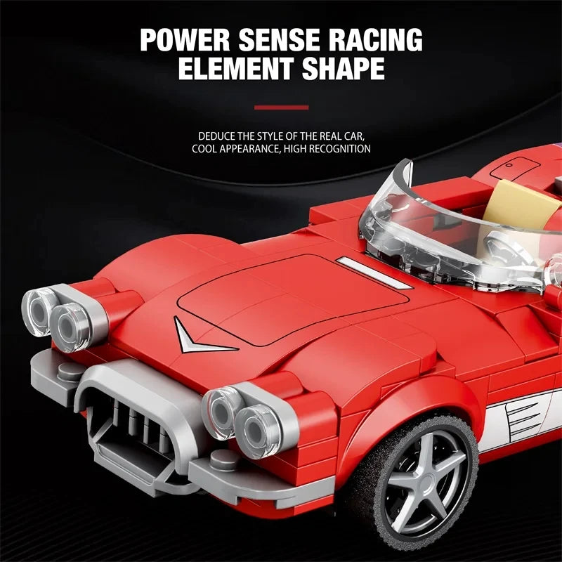 311 pçs vermelho roadster carro bloco de construção criativo cidade veículo diy modelo carro tijolos desktop exibição brinquedos para crianças presentes do feriado