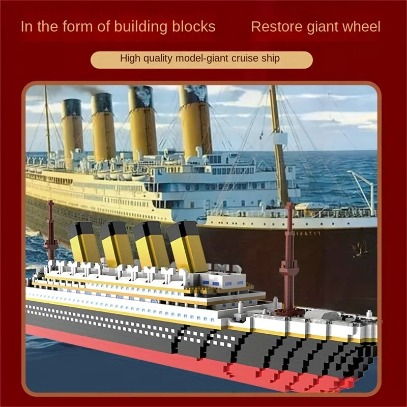 Brinquedo de montagem de bloco de construção Titanic gigante menino menina e para adultos,quebra-cabeça modelo de navio de cruzeiro