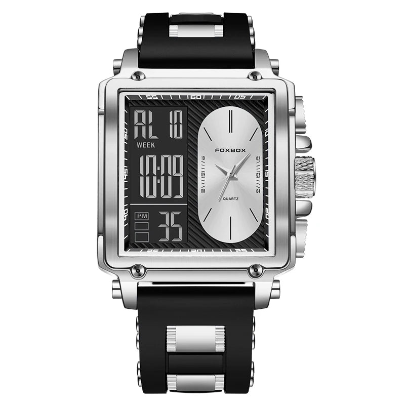 relógio Lige nova moda quadrado relógio digital masculino casual esportes à prova de água relógios de pulso quartzo foxbox marca superior luxo cronógrafo