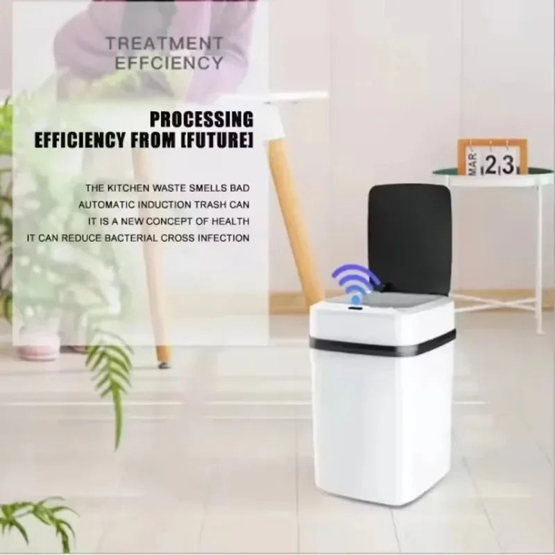 Lixeira inteligente com sensor automático, 15l, grande capacidade, sem toque, economia de energia, à prova d'água, para cozinha, banheiro, escritório doméstico