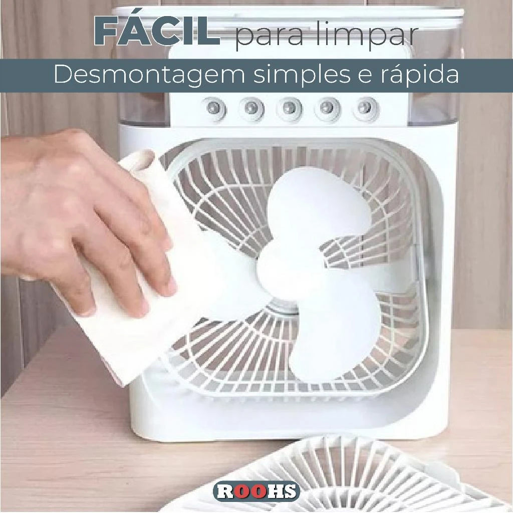Refrigerador De Ar Ventilador Umidificador Portátil Com Led Reservatório De Água Led USB