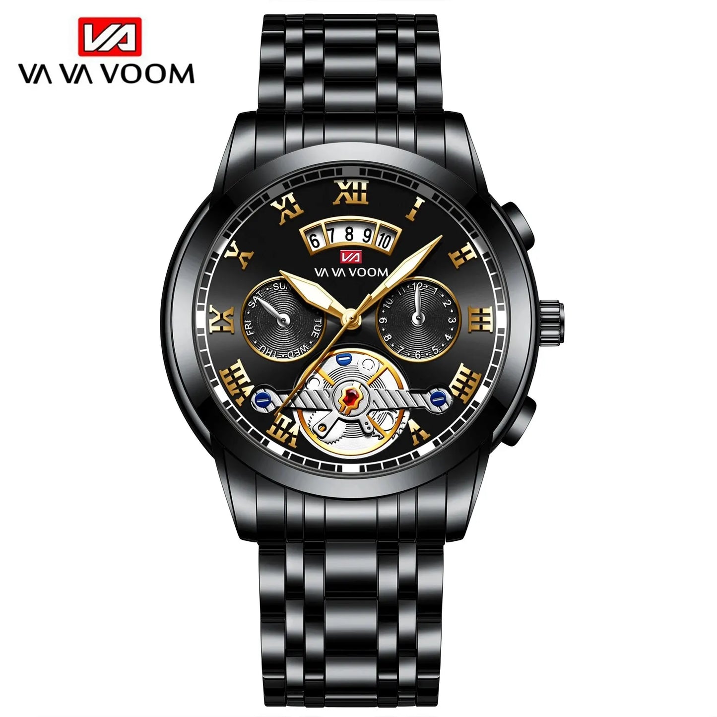 Relógio masculino de luxo aço inoxidável luminescência relógio casual chique à prova de água .