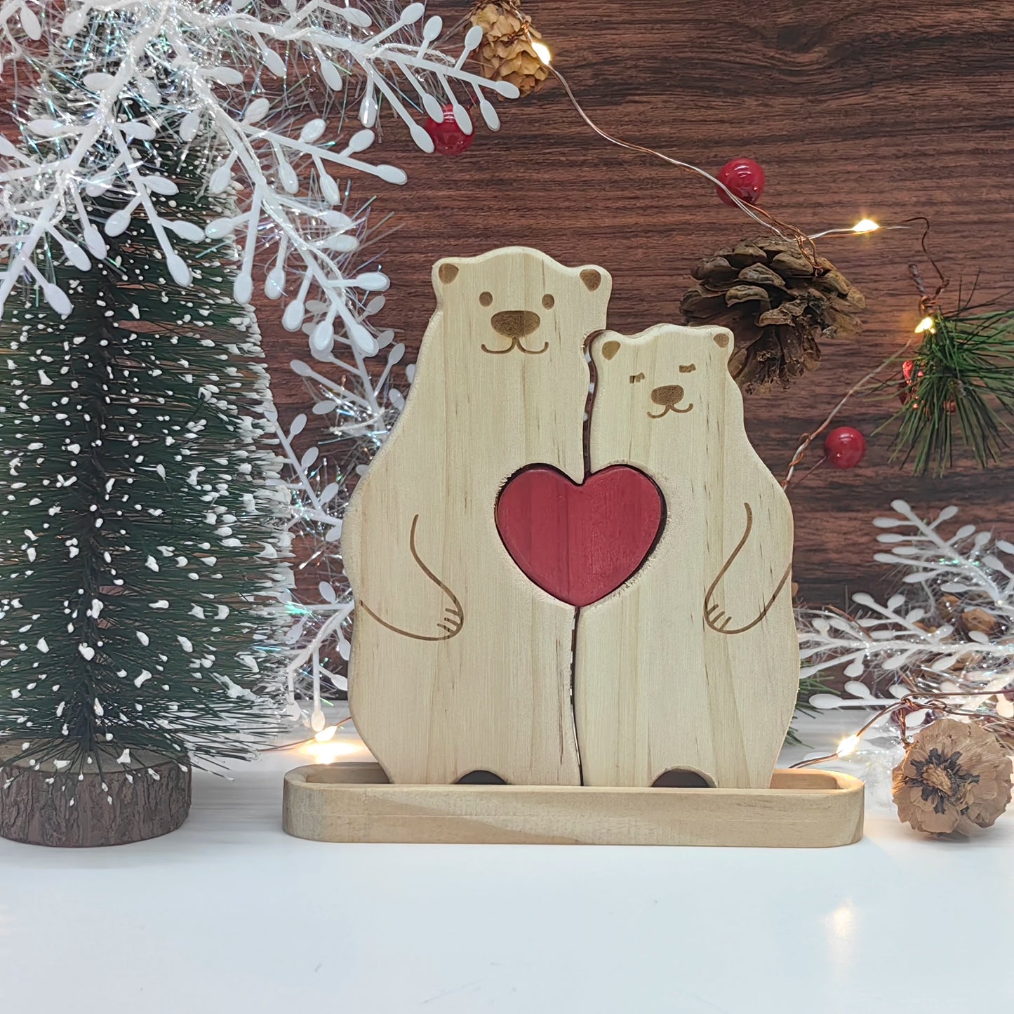 Gravação nome urso família quebra-cabeça de madeira livre nome personalizado para presente aniversário nome da família escultura decoração mesa casa