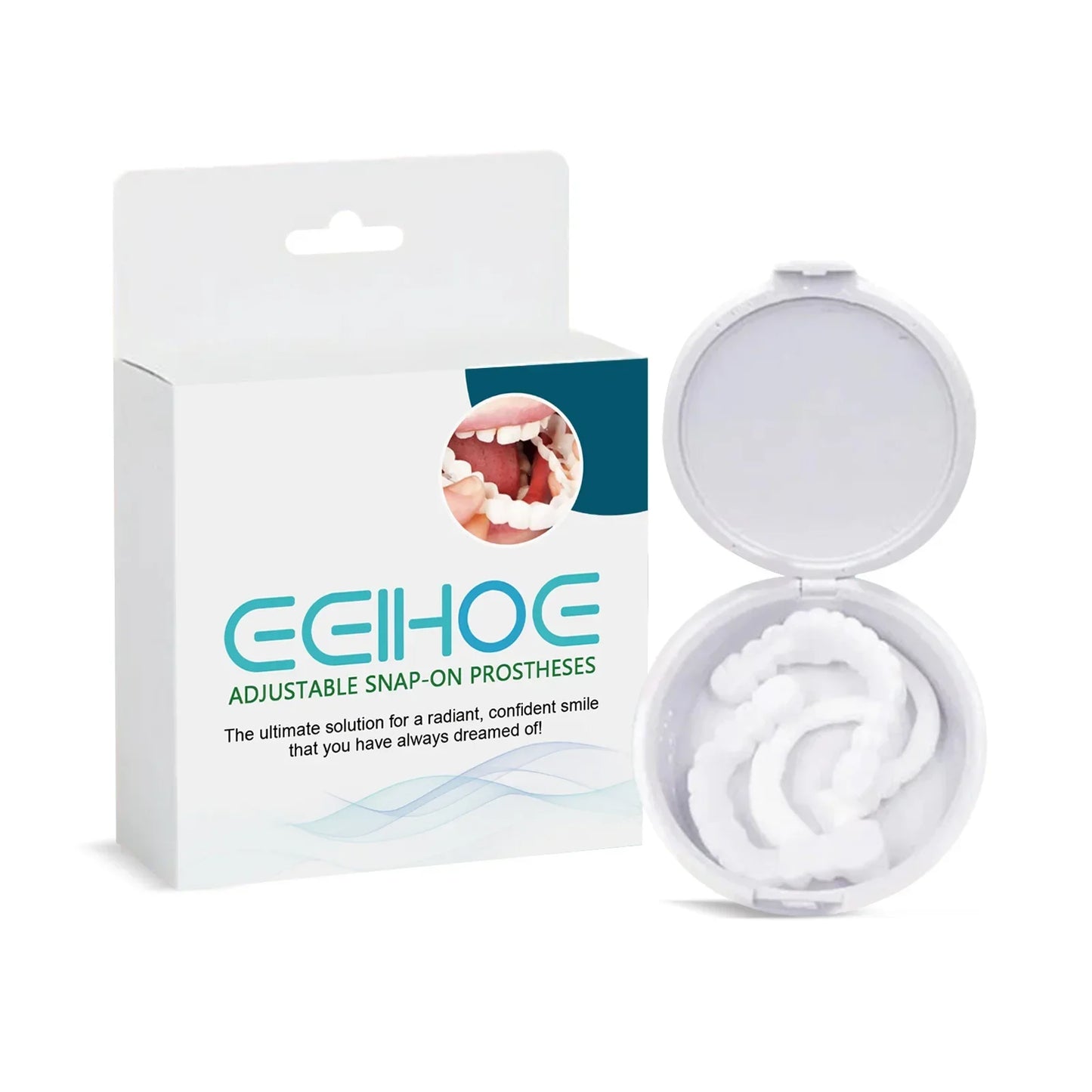 Facetas Dentárias Naturais,Elegante Branco Silicone Dentes Ferramenta Temporária Sorriso Perfeito Superior Inferior Falso