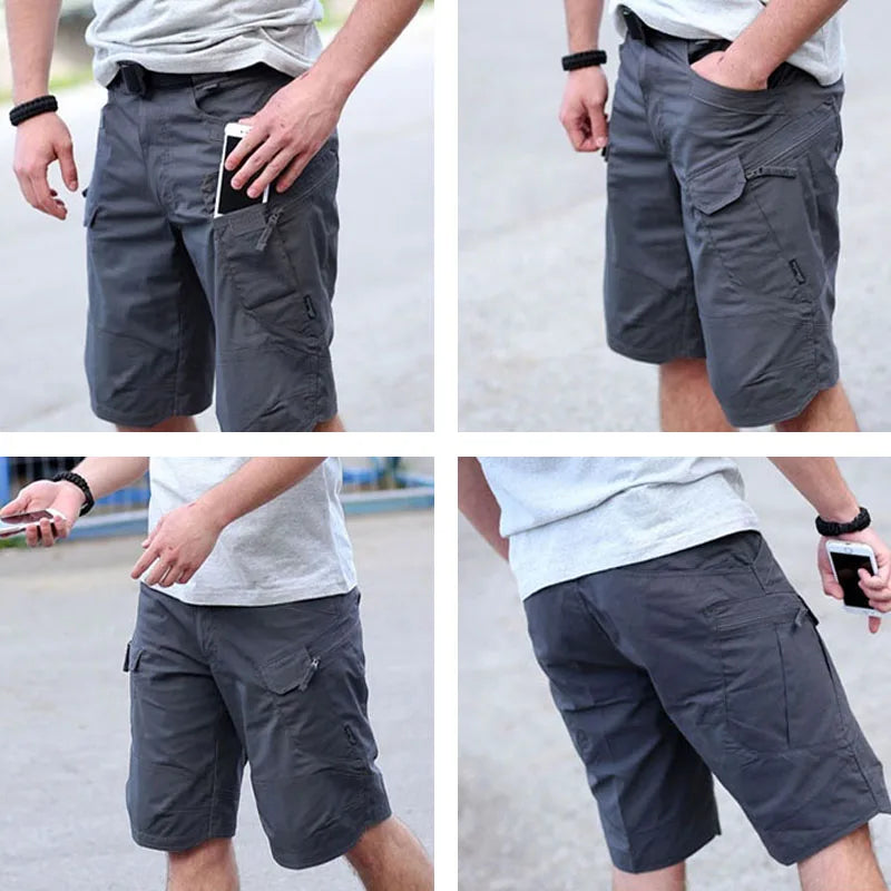 Calções táticos militares urbanos masculinos ao ar livre à prova d'água resistente ao desgaste shorts cargo de secagem rápida multi bolso calças de caminhada