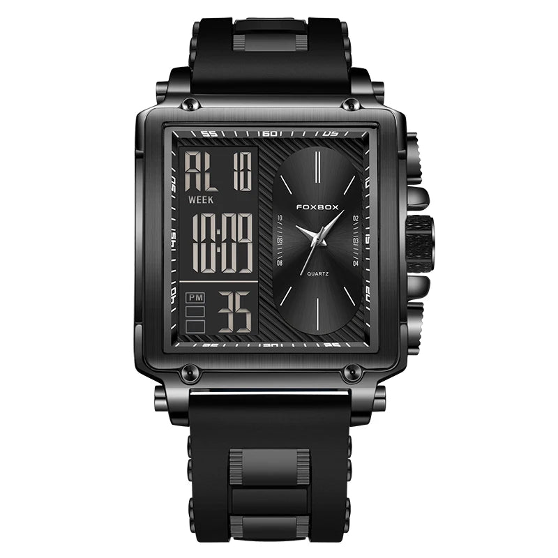 relógio Lige nova moda quadrado relógio digital masculino casual esportes à prova de água relógios de pulso quartzo foxbox marca superior luxo cronógrafo