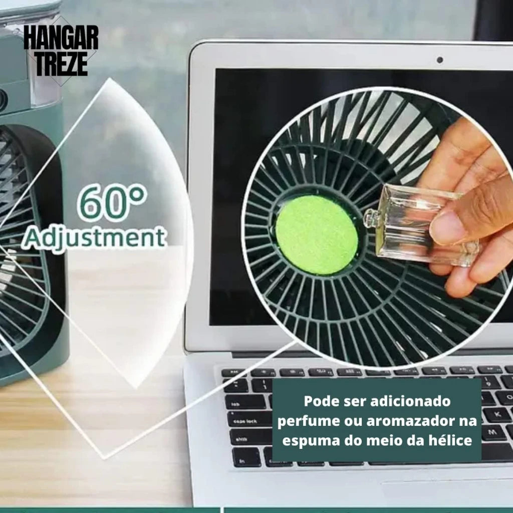 Refrigerador De Ar Ventilador Umidificador Portátil Com Led Reservatório De Água Led USB