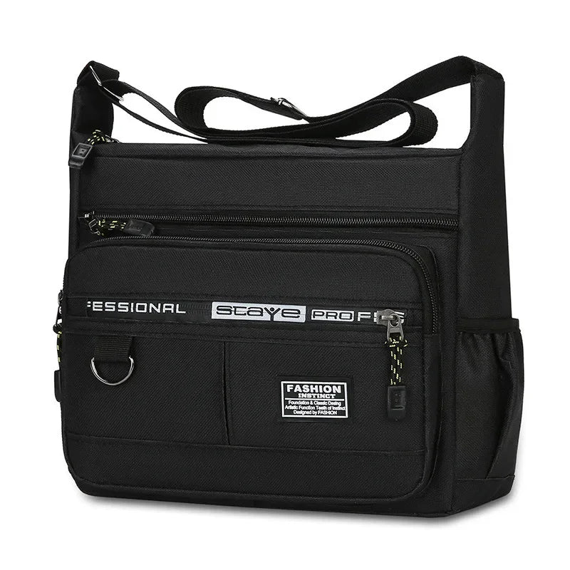 Bolsa tiracolo masculina Rilifinished, bolsa de ombro única, grande capacidade, bolsa de armazenamento, bolsos múltiplos, moda empresarial