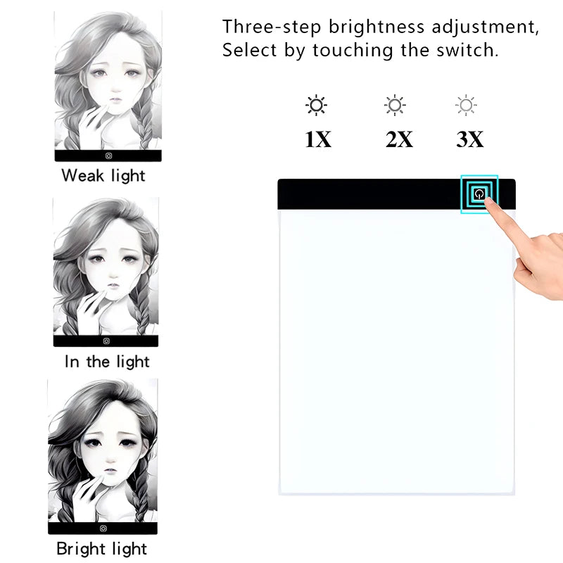 led desenho de animação pintura brinquedos educativos 3 nível placa regulável presente luz ajustável bloco de notas para crianças