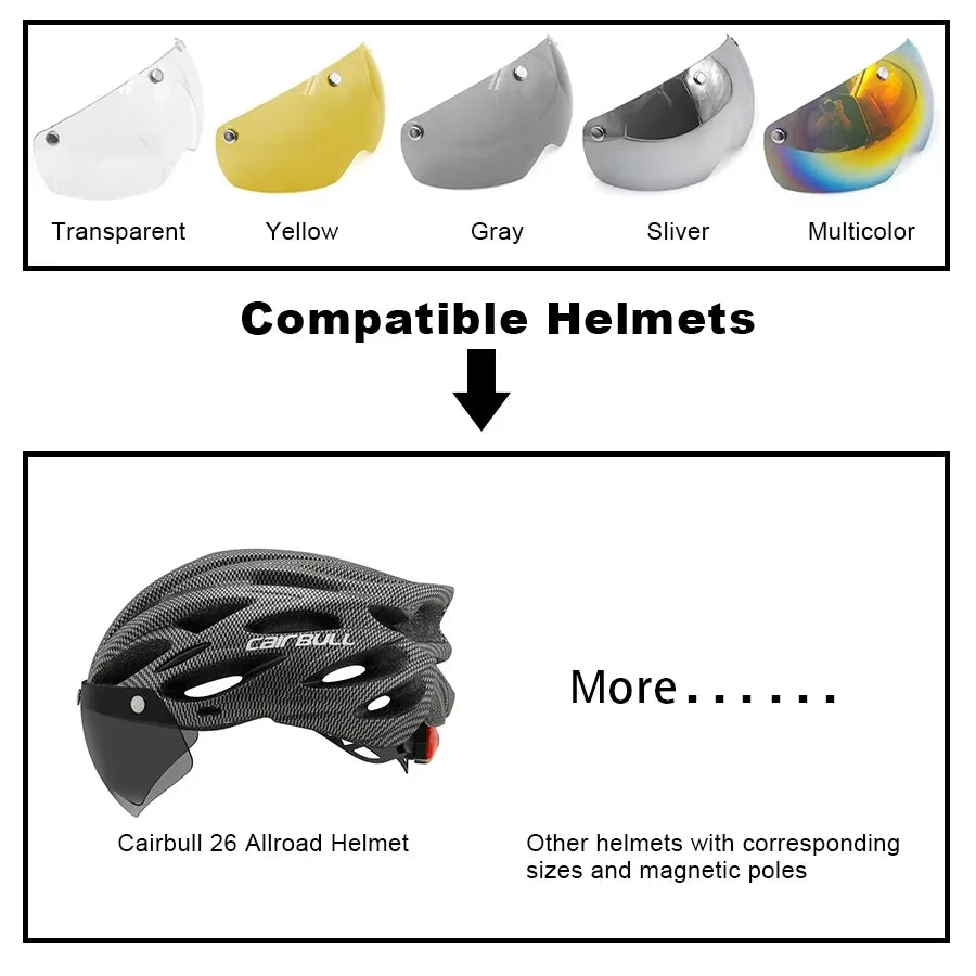 Capacete Ciclismo com Luz Traseira e Viseira Magnética Masculino/Feminino Cairbull