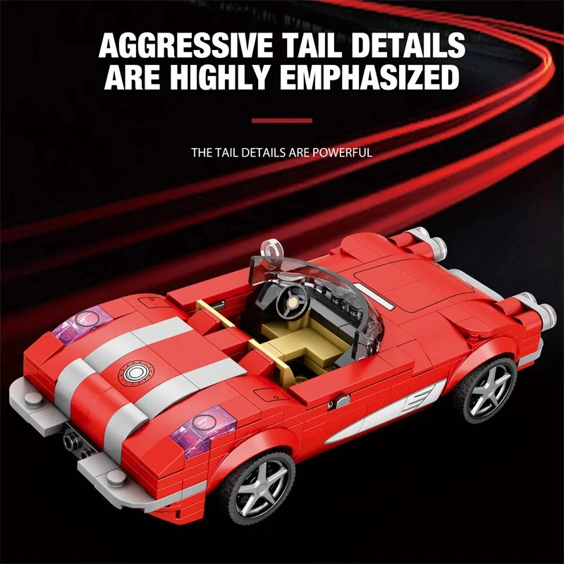 311 pçs vermelho roadster carro bloco de construção criativo cidade veículo diy modelo carro tijolos desktop exibição brinquedos para crianças presentes do feriado