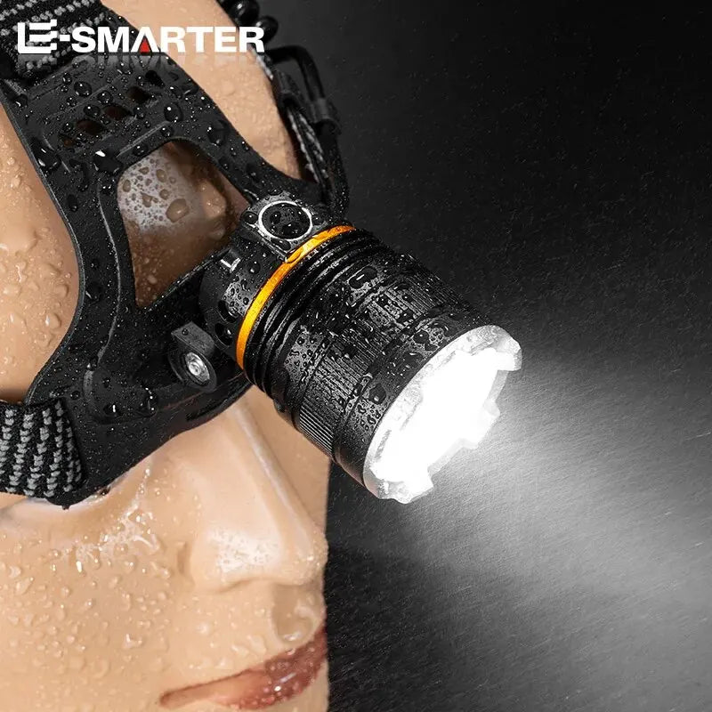 Recarregável xhp50 led farol à prova dwaterproof água luz de cabeça pesca busca acampamento cabeça lanterna zoom