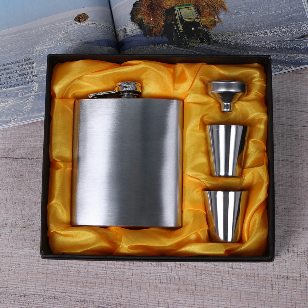Cantil De Bolso Porta Bebida Whisky Brasão Funil com 2 Copos