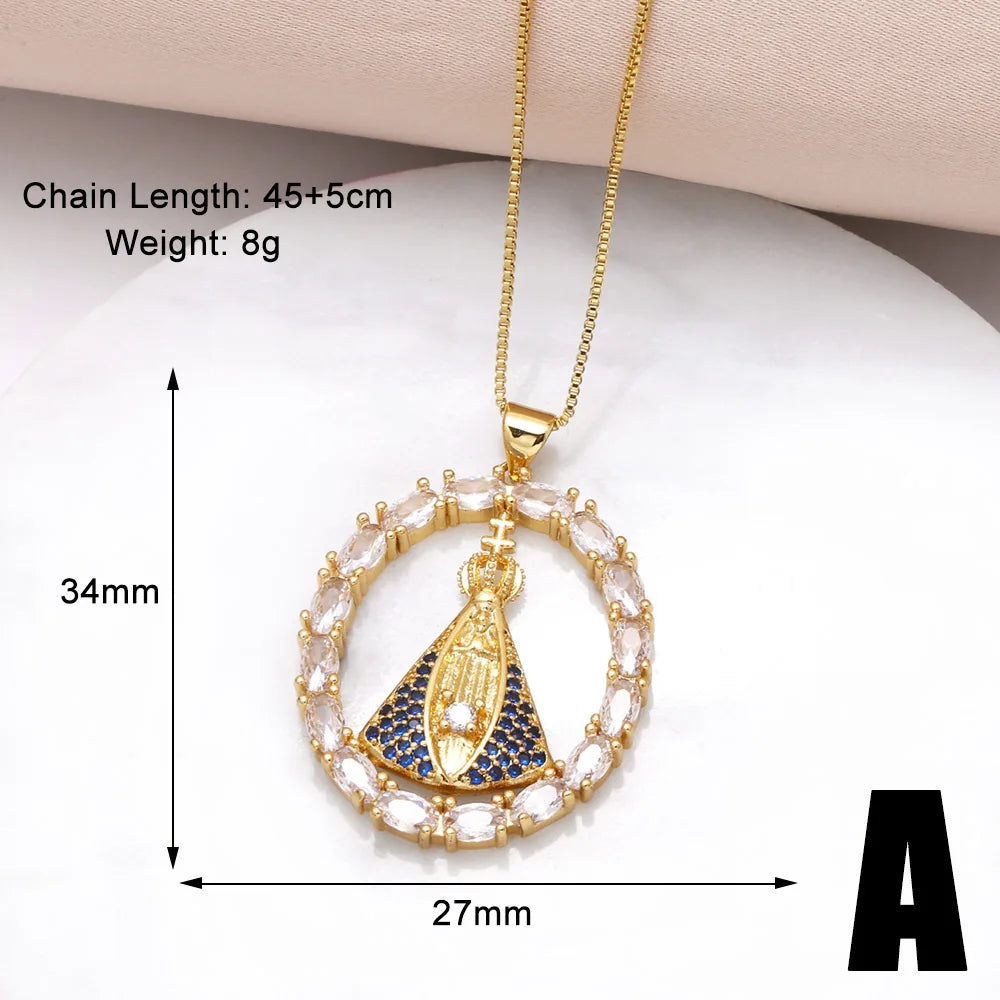(COMPRE 1 LEVE 2) Colar Nossa Senhora Aparecida - Dupla Face com Manto de Zircônia