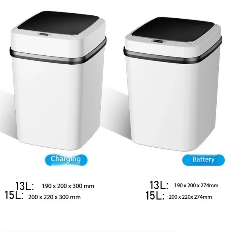 Lixeira inteligente com sensor automático, 15l, grande capacidade, sem toque, economia de energia, à prova d'água, para cozinha, banheiro, escritório doméstico
