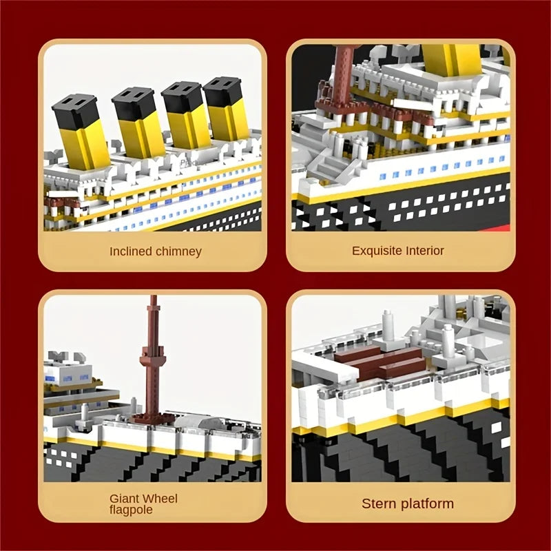 Brinquedo de montagem de bloco de construção Titanic gigante menino menina e para adultos,quebra-cabeça modelo de navio de cruzeiro