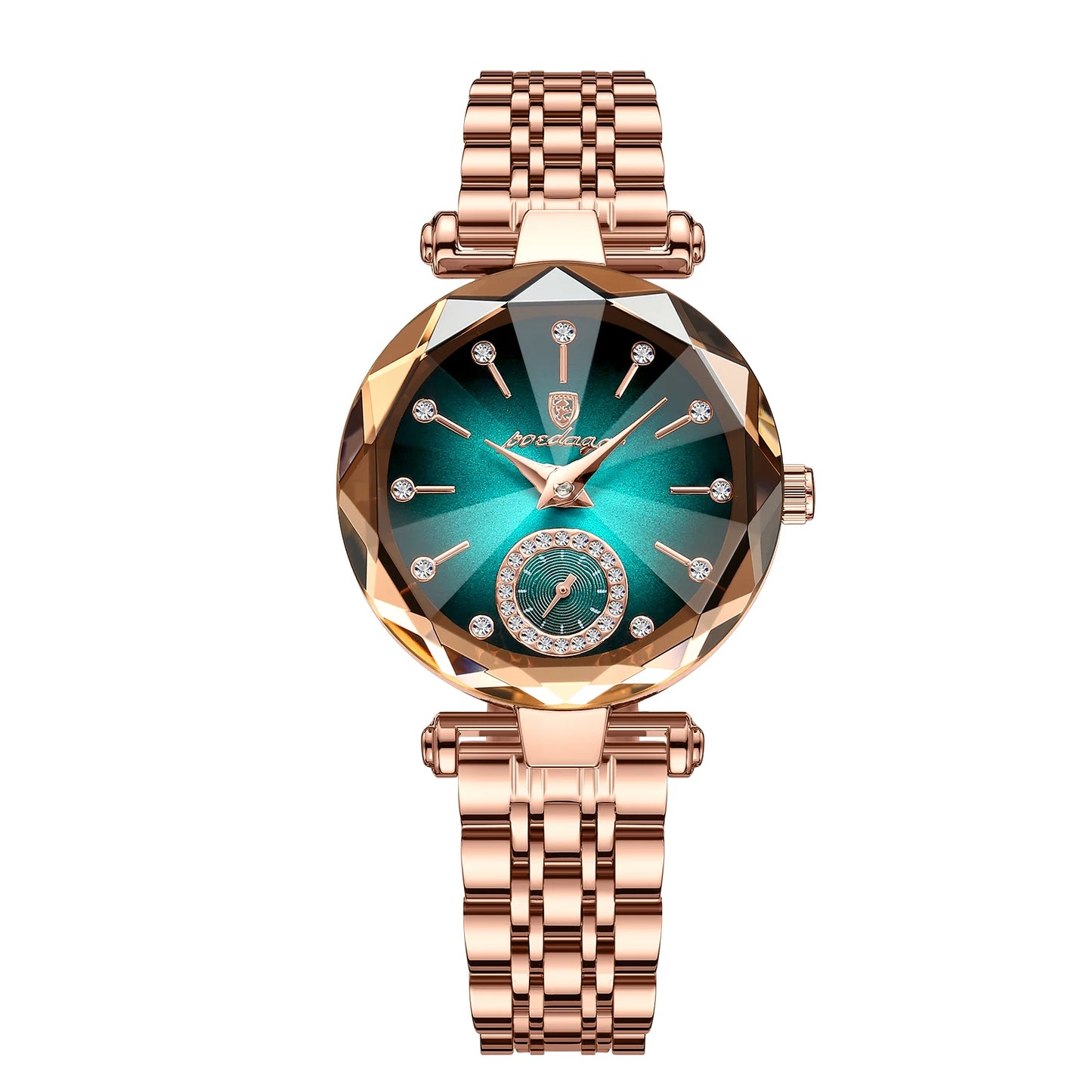 Relógio de pulso feminino luxo poedagar prova d 'água elegante.
