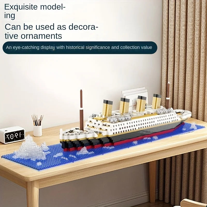Brinquedo de montagem de bloco de construção Titanic gigante menino menina e para adultos,quebra-cabeça modelo de navio de cruzeiro