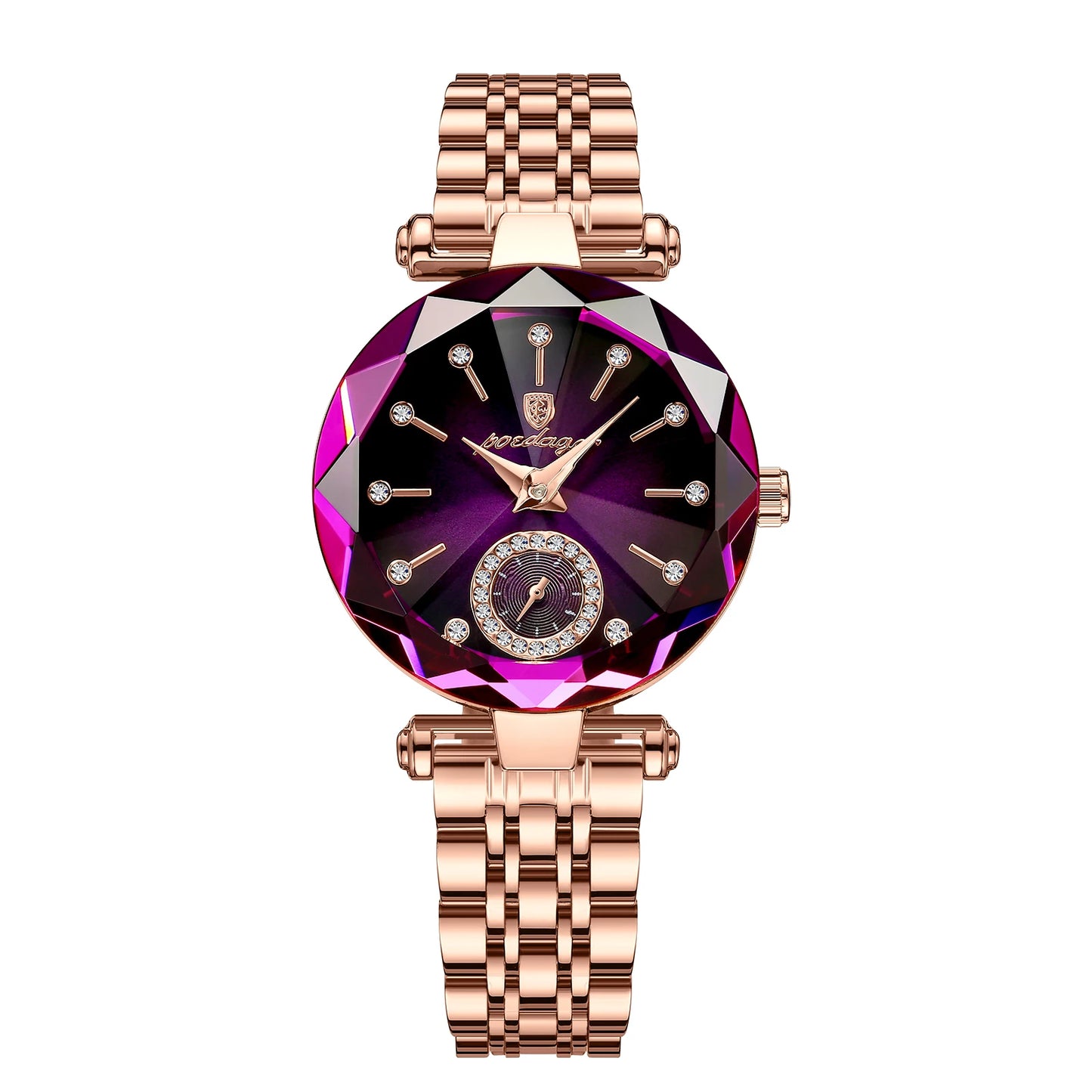 Relógio de pulso feminino luxo poedagar prova d 'água elegante.