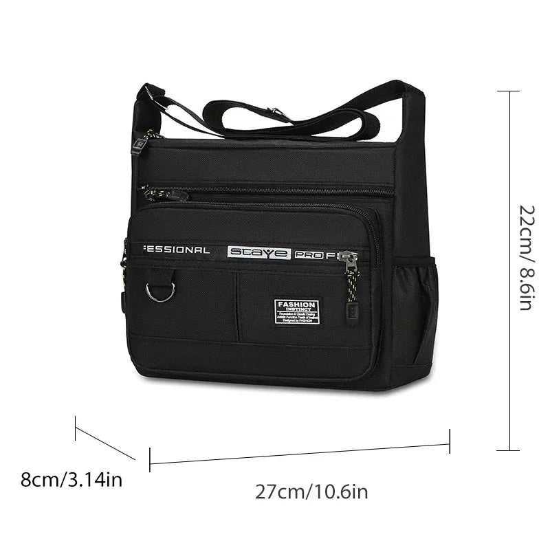 Bolsa tiracolo masculina Rilifinished, bolsa de ombro única, grande capacidade, bolsa de armazenamento, bolsos múltiplos, moda empresarial