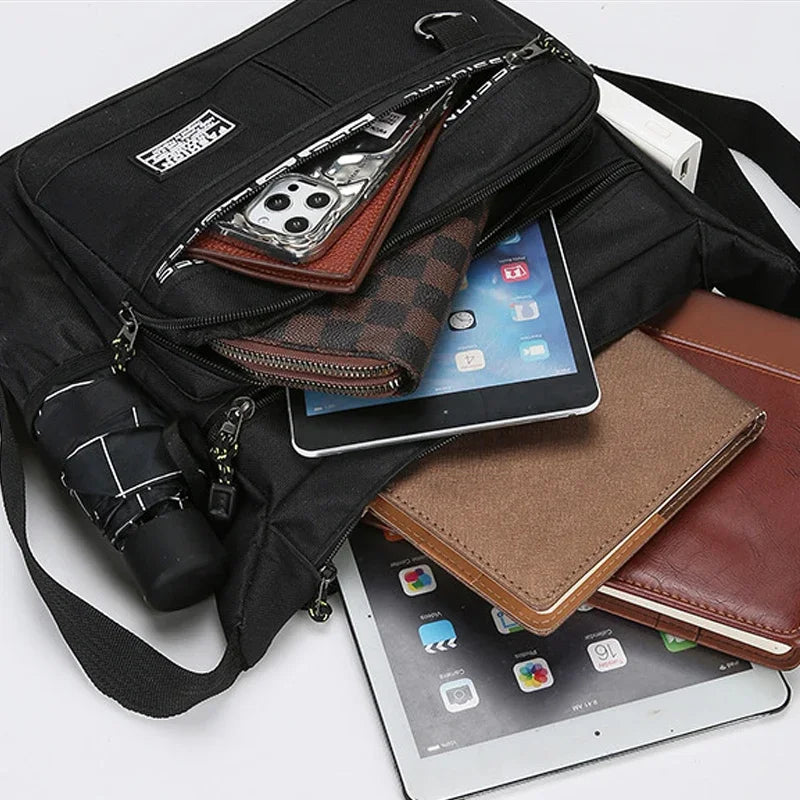 Bolsa tiracolo masculina Rilifinished, bolsa de ombro única, grande capacidade, bolsa de armazenamento, bolsos múltiplos, moda empresarial