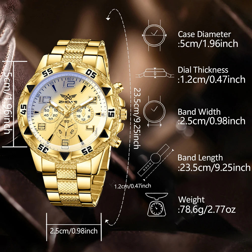 4 pçs conjunto de relógio masculino tendência de negócios relógio de quartzo pulseira colar anel conjunto adequado para roupas diárias combinando presente perfeito