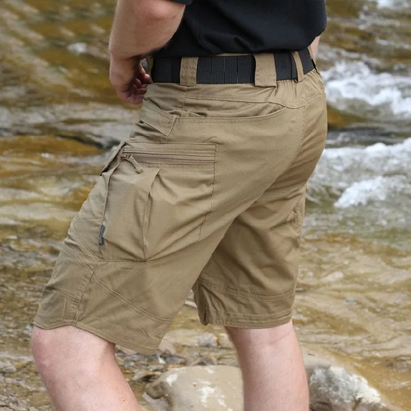 Calções táticos militares urbanos masculinos ao ar livre à prova d'água resistente ao desgaste shorts cargo de secagem rápida multi bolso calças de caminhada