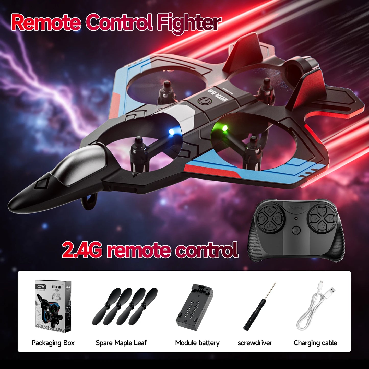 novo drone v50 2.4g 4ch rc avião planador iniciante aeronaves de controle remoto luz led brinquedos elétricos ao ar livre