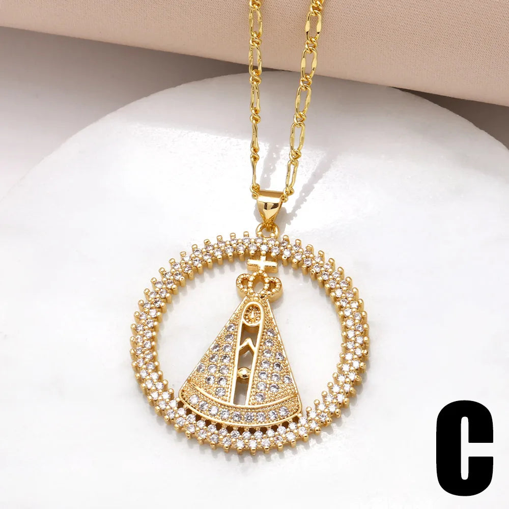 (COMPRE 1 LEVE 2) Colar Nossa Senhora Aparecida - Dupla Face com Manto de Zircônia
